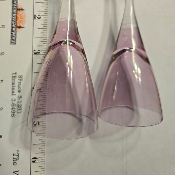 Set of 2 Pink Aperitif Glasses Hand Blown Vintage - Picture 4 of 5